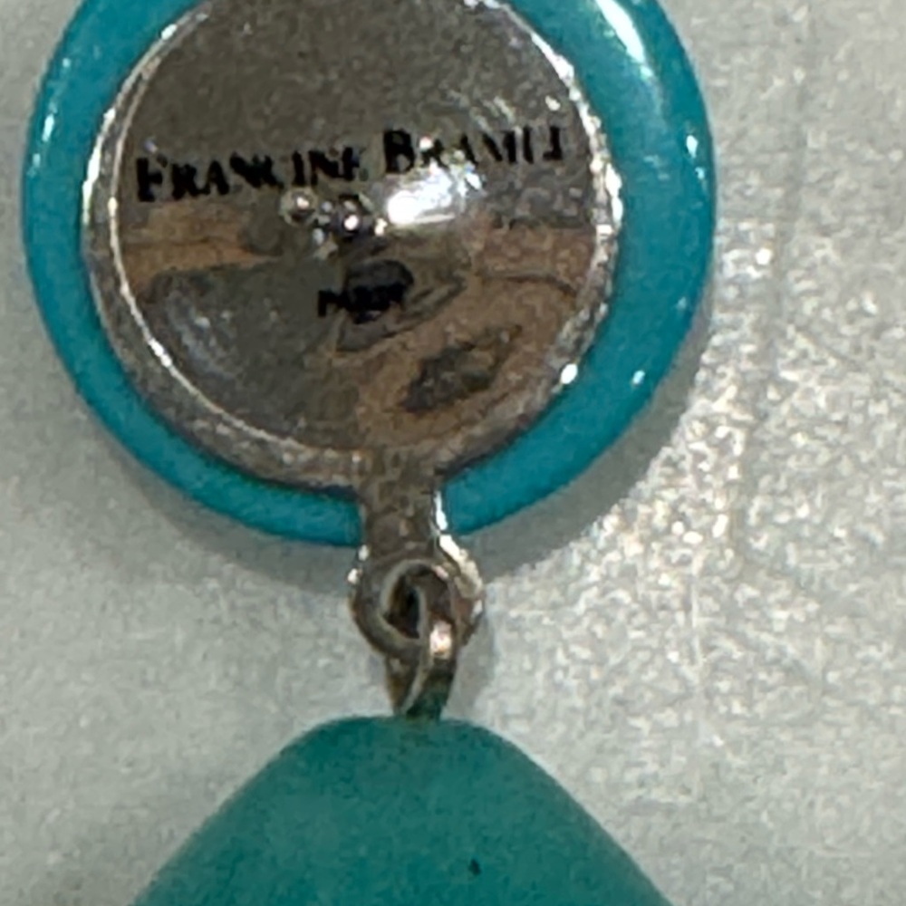 Francine Bramli Paris Turquoise Resin Teardrop Statement Earrings - Picture 7 of 7